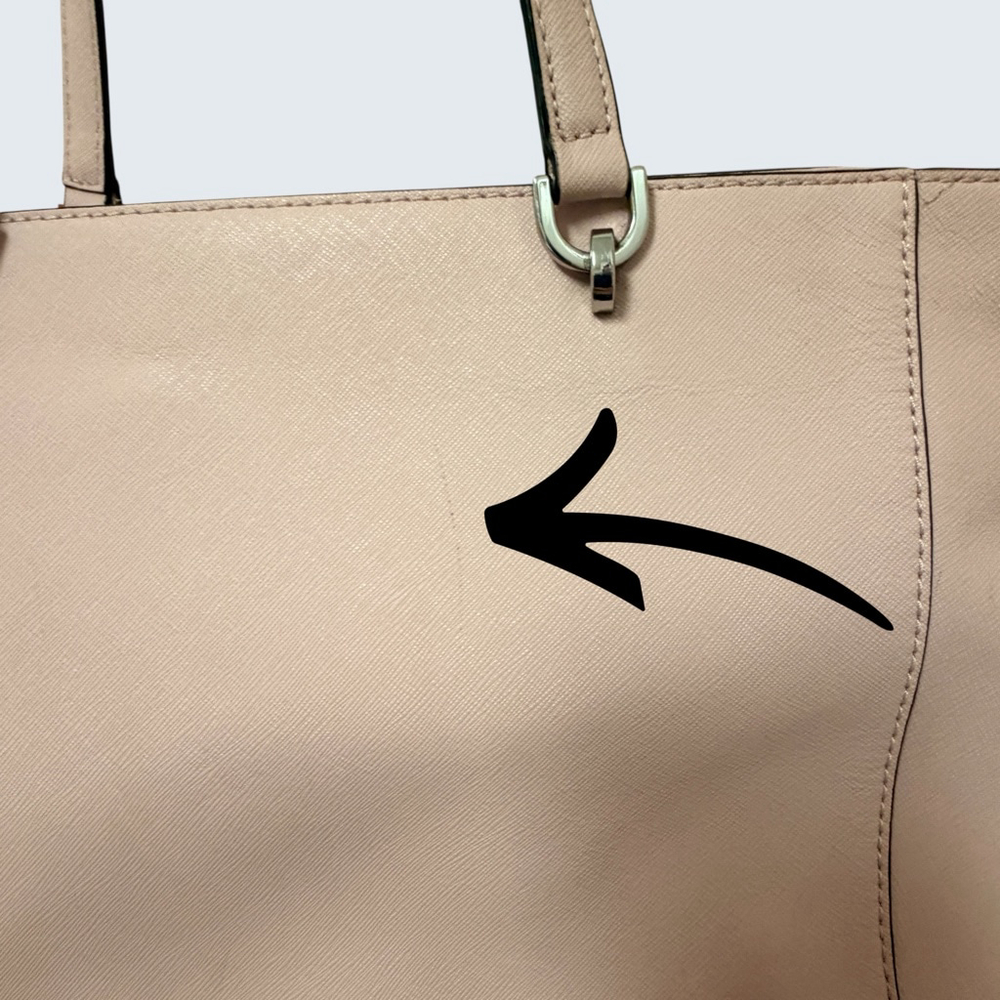 Michael Kors Blush Pink Saffiano Leather Tote Work Everyday Silver Lock Large - Picture 5 of 16
